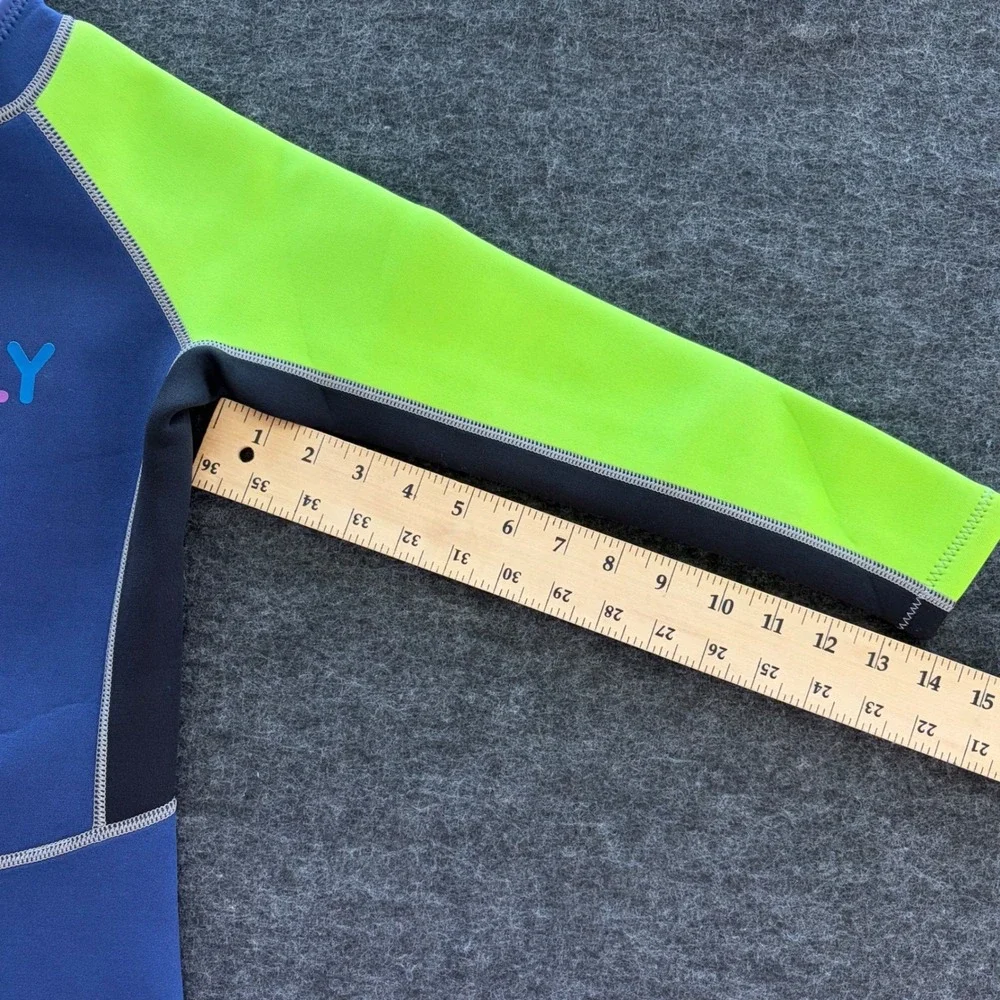 Natyfly Kids Full Body Wetsuit Navy Blue Lime Green Neoprene Size L‎